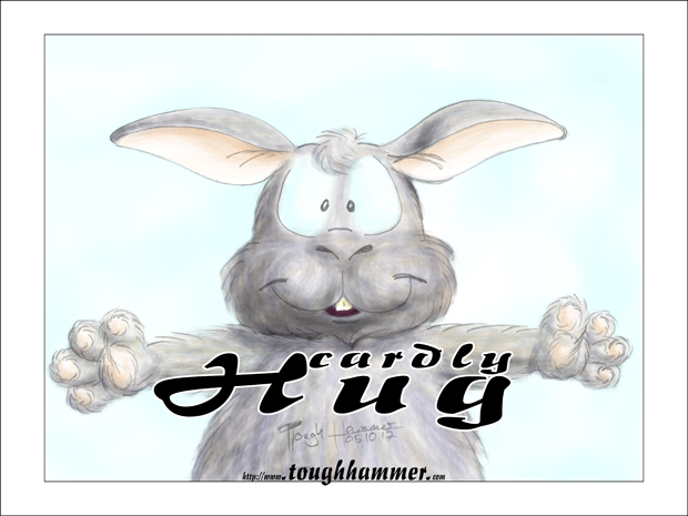 Bunny with wide open arms: “cardly Hug”