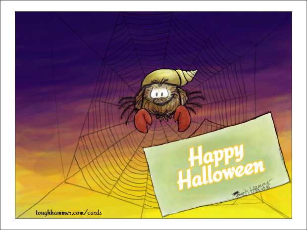 Spider in a hermit crab costume: &ldquo;Happy Halloween!&rdquo;